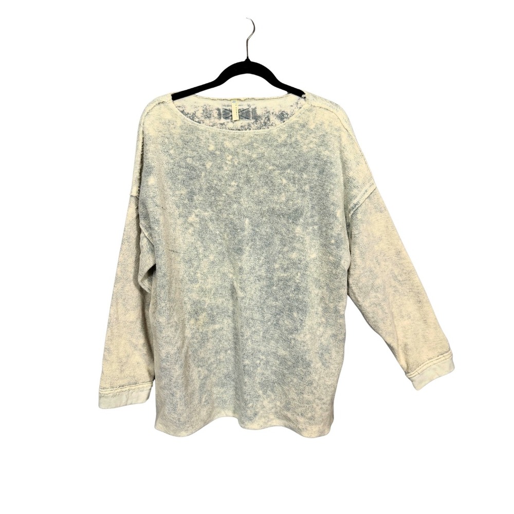 Free People FP Movement Acid Wash Oversized Sweatshirt Blue White Small